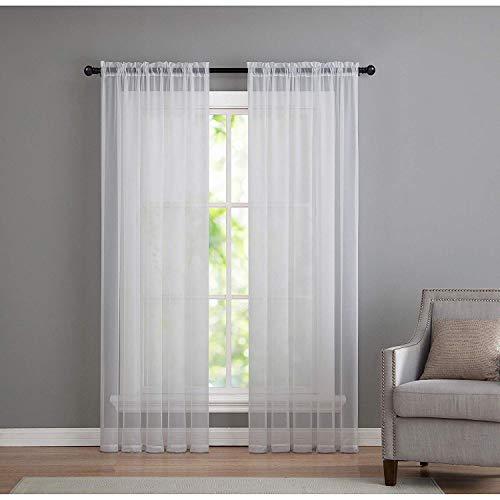 color blanco 140 x 145 cm cortina transparente con diseño para salón 1 unidad Heichkell Cortinas de gasa con cinta fruncida 
